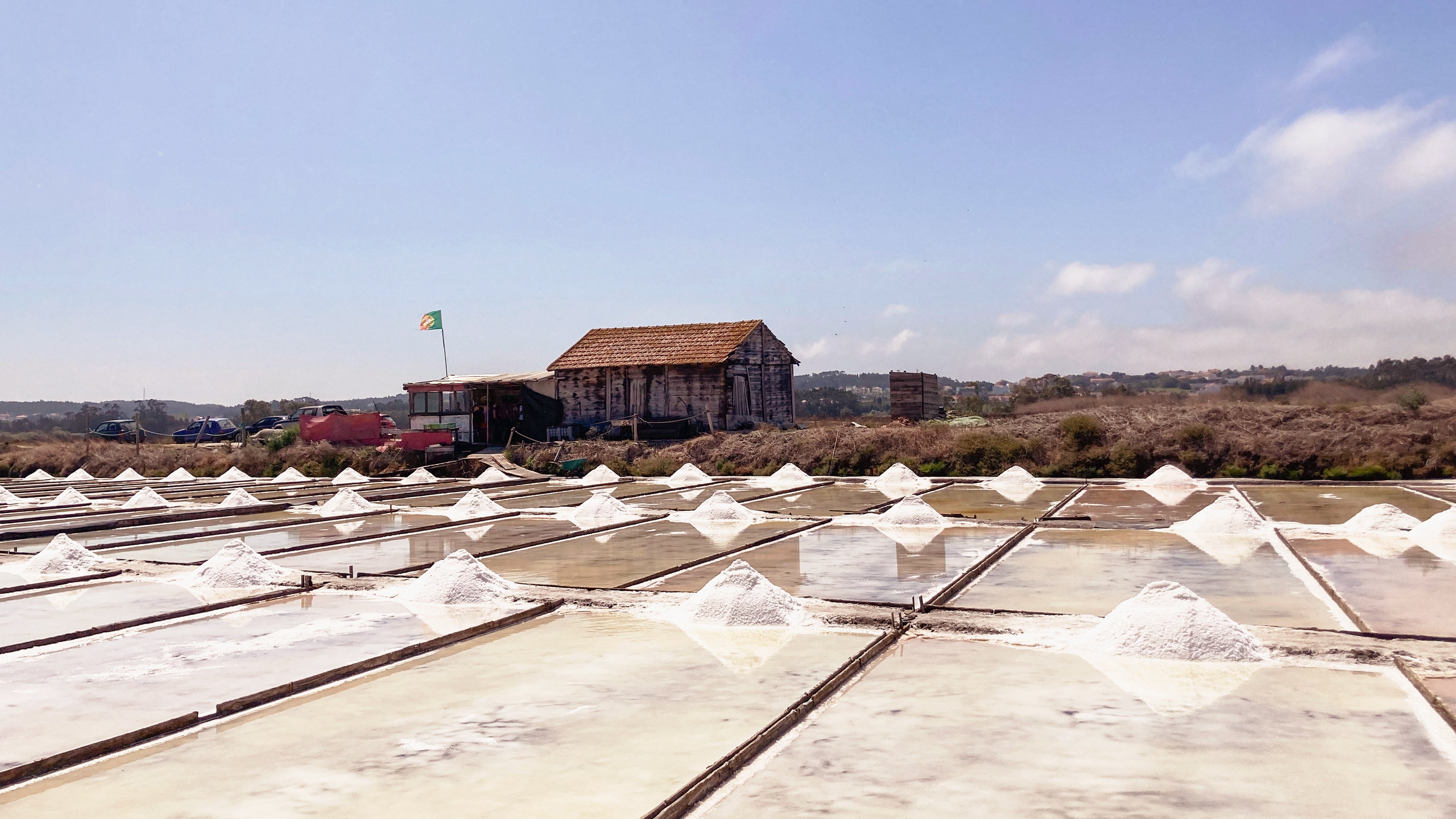 Harvested sea salt stored in the warehouse, Figueira da Foz