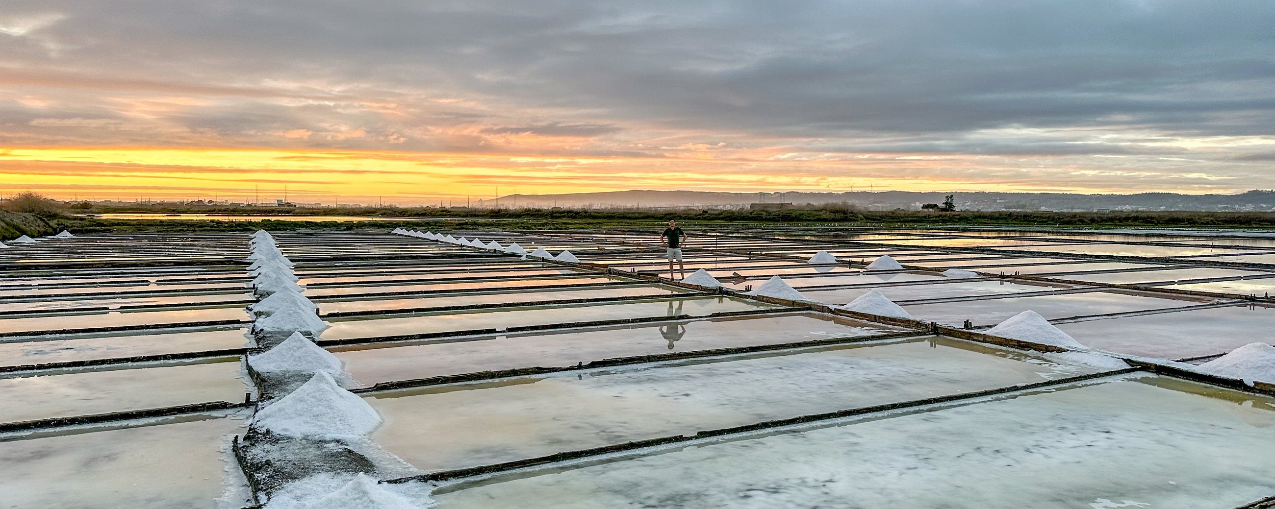 The Silva Salt pans at golden hour, Figueira da Foz, Portugal